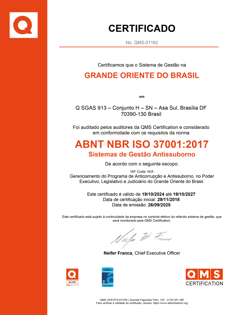 GRANDE ORIENTE DO BRASIL-101-00330-AB-ISO37001.pt GRANDE ORIENTE DO BRASIL-101-00330-AB-ISO37001.pt
